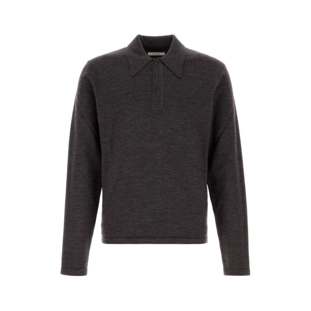 Lemaire Men Chocolate Wool Polo Shirt